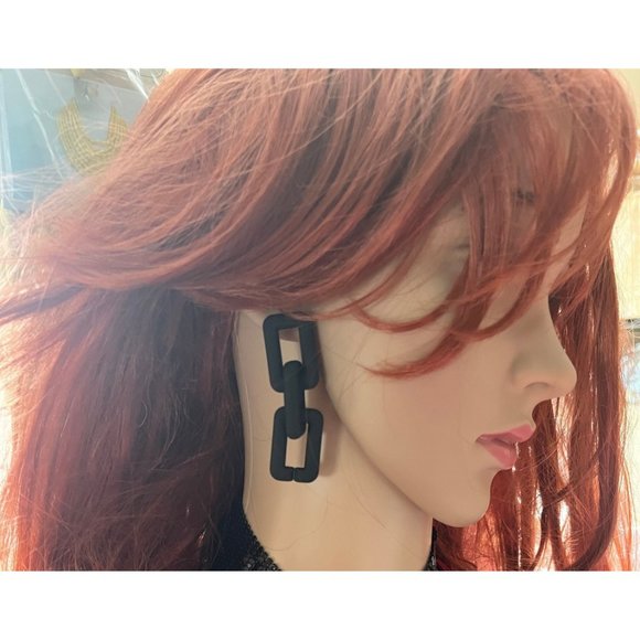 Black Chain earrings acrylic chunky big link curb earrings statement earrings - Picture 1 of 7